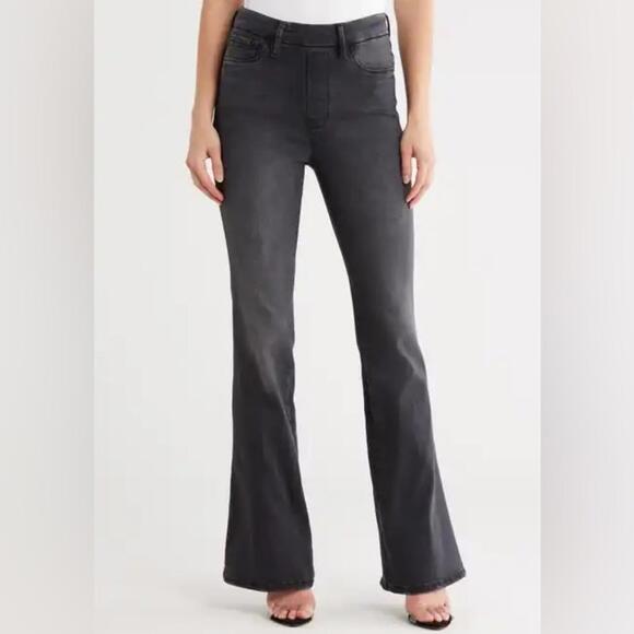 Good American Denim - Good American Pull On Flare Jeans, premium stretch, grey, size small